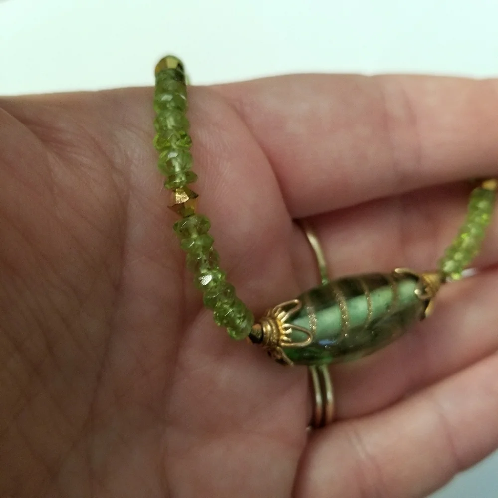 Peridot necklace gemstone bead necklace art glass gem stone handmade - Picture 16 of 16